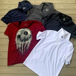 Lot of 5 boys active shirts 10/12